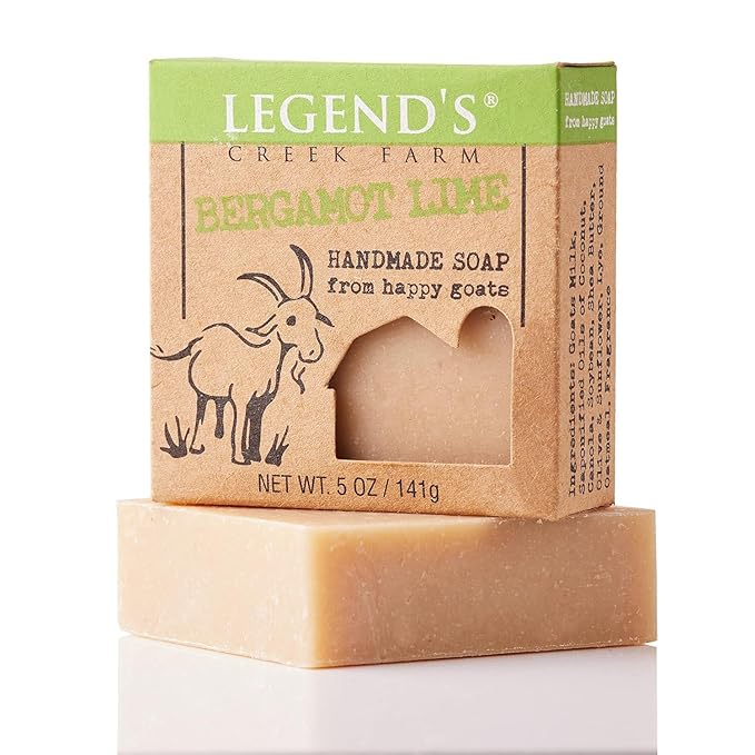 Legend's Creek Farm Goat Milk Soap - Cleansing Moisturizing Bar for Hands and Body - 5 Oz Creamy Lather, Nourishing, Gentle Natural Soap for Sensitive Skin (Bergamot Lime, Pack of 1)