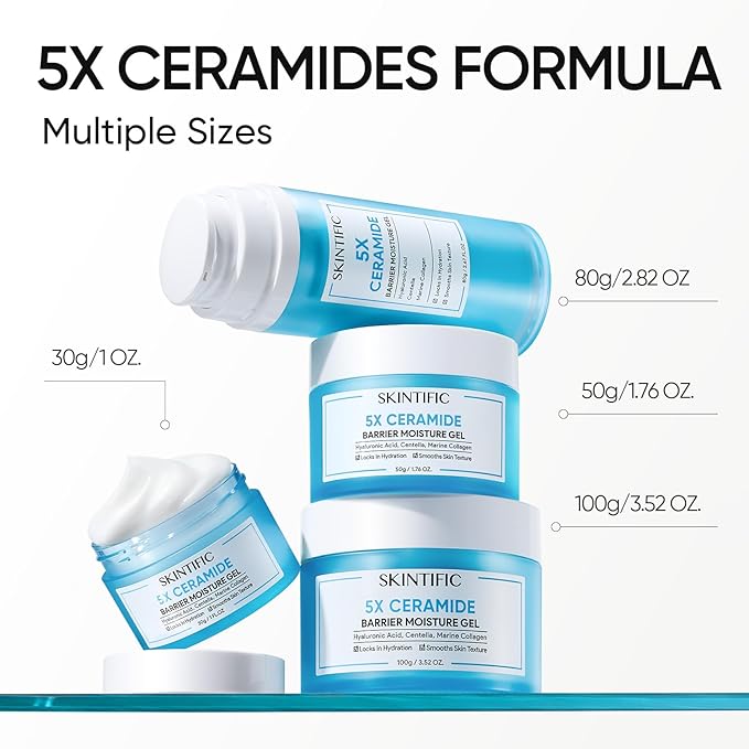 Face Moisturizer with 5X Ceramides, Hydrating Moisture Barrier Repair Cream for Sensitive/Oil Skin Types, Hyaluronic Acid & Centella (Ceramides, 2.82 OZ (Pack of 1))
