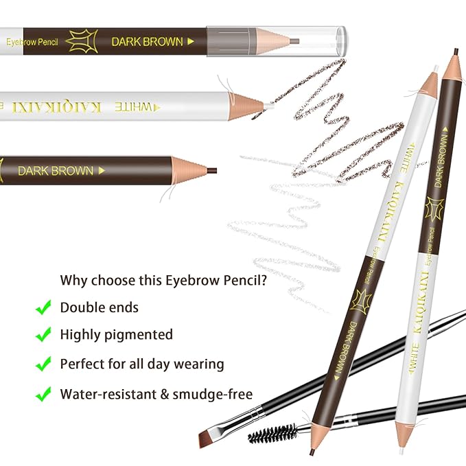 Eyebrow Pencil, Waterproof Professional Makeup Micro Brow Pencil,Eyebrow Pencil Case With Double Head And Eyebrow Brush Ultra Fine Hard Pen Refill
