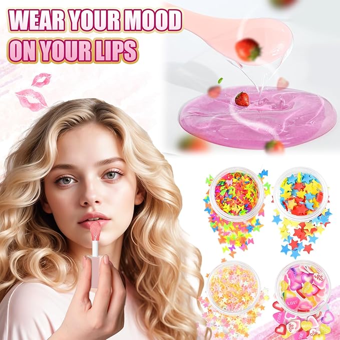 Jcoos Lip Gloss Making Kit, DIY Lip Glosses Kit to Make Your Own Lip Stick, Color Changing Lip Gloss, Temperature Change Lipgloss Long Lasting Nutritious Lipgloss Set for Beginner Women Girls