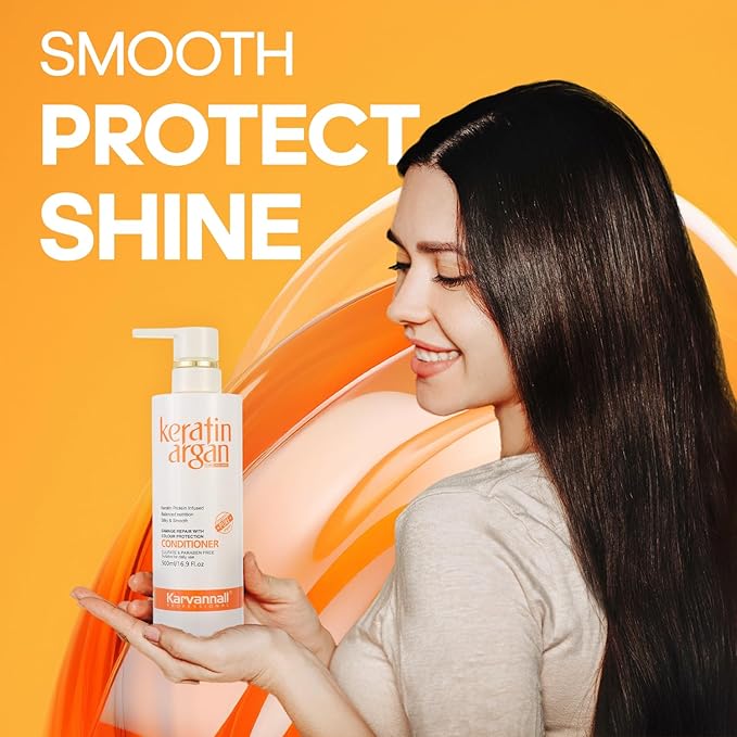 Keratin Argan Damage Repair Smoothing Hair Conditioner 16.9 Fl Oz, Anti-Hair loss, Color Protection, Anti-Thinning Conditioner, Sulfate and Paraben-Free, For All Hair Types, 500ml
