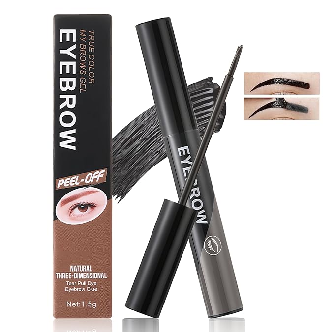 Eyebrow Gel - Easy Peel-Off for Fuller& Defined Brows, Waterproof Transfer-Proof Temporary Brow Gel, Last Up to 3 Days Makeup for Natural Looking Brows (Gray)