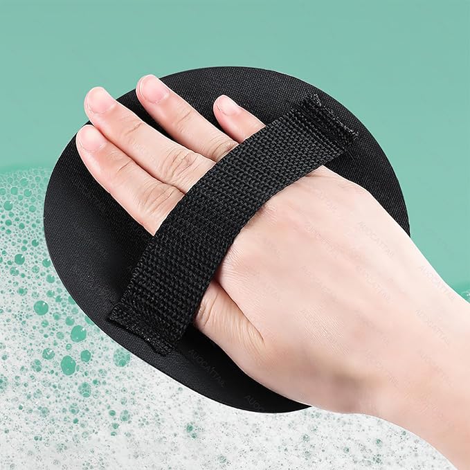 AUOCATTAIL 2 Pcs Black Round Exfoliating Washcloth Body Scrubber Back Exfoliating Wash Cloths Dead Skin Remover Cleaning Pores Reusable Exfoliating Mud Rubbing Artifact for Women Men