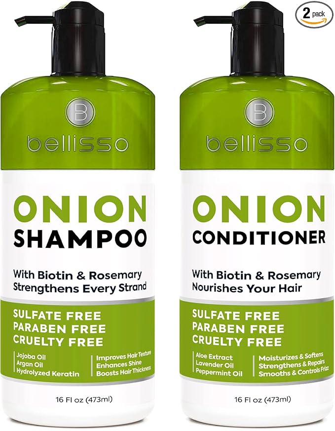 Onion Shampoo and Conditioner Set - With Rosemary and Biotin - Thickening Products for Women and Men - Volumizing Salon Grade Formula for Thinning Hair Care - Hydrating, Moisturizing and Sulfate Free