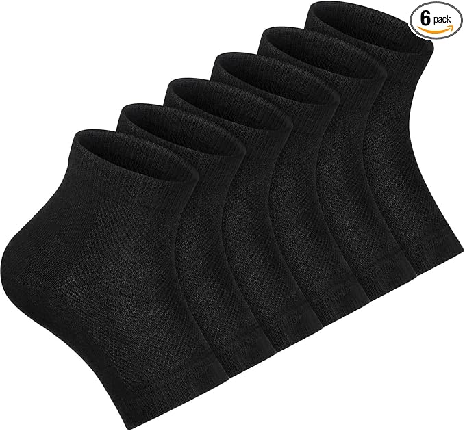 3 Pairs Moisturizing Socks,Soft Ventilate Gel Heel Socks Open Toe Socks for Dry Hard Cracked Skin Moisturizing Day Night Care Skin (Black, One Size)