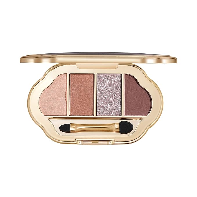 4 Colors Neutral Nude Matte & Shimmer Eyeshadow Palette,Peach Bronze Cocoa Neutral-Warm Mattes Glitter Eye shadow Contour Makeup Palette for Mature Women, Blue Green Eyes, Daily Natural Makeup.#1