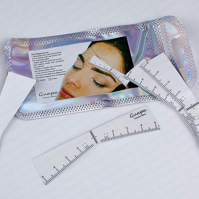 Guapa Eyebrow Ruler Stencils， Mapping Brow Tools Microblading Stickers Permanmemt Makeup Eyebrow Shaping Kit Self Adhesive Measurement Ruler for Tattoo Supplies
