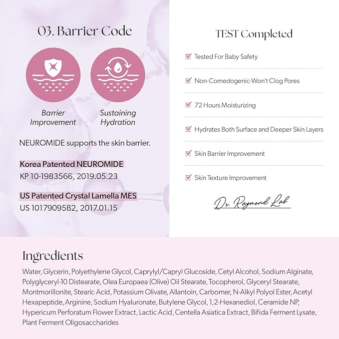 Double Barrier Cream 80ml (2.71 Fl Oz) Korean Skin-Biome Science with Neuromide, Encourages Ceramide, Soothes Sensitive & Dry Skin, Strengthen and Repair Skin Barrier EWG verified