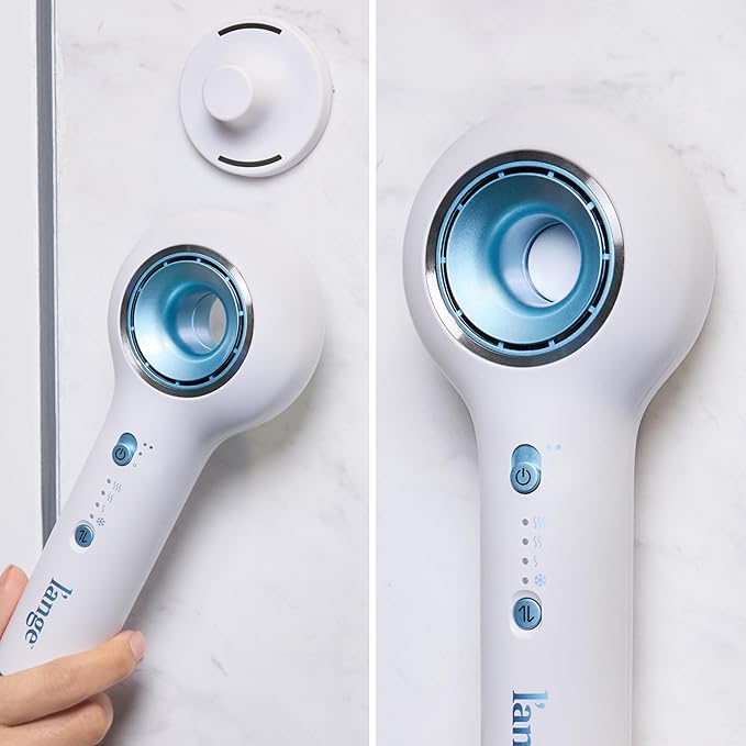 L'ANGE HAIR Axia HaloRing Ionic Hair Dryer | High Speed Professional Blow Dryer for Smooth, Frizz-Free Styles | Lightweight Brushless Motor with Concentrator & Wall Mount | 4 Heat Settings | White