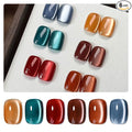 GAOY Silk Glitter Cat Eye Gel Polish Set with Magnet, 6 Colors IncludingJelly Red Green Brown Yellow UV LED Soak Off Nail Polish Home DIY Manicure Nail Salon Varnish