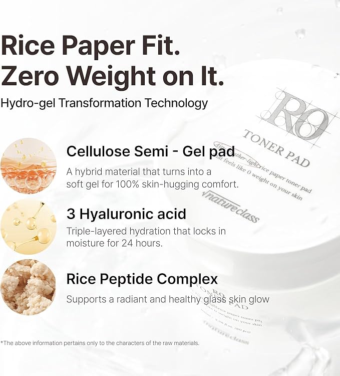 R0 Exfoliating Toner Pads – Hydrating Face Pads for Pore Care, Hyaluronic Acid, Korean Skin Care, Sensitive Dry Skin, Rice Water, Vegan, 80 Count