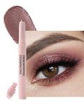 Cream Eyeshadow Stick, Plum Brown Eyeshadow Brightener with Blending Blush & Sharpener, High Pigment Neutral Eye Shadow Stick,Waterproof Smooth Glitter Eyeliner Buildable Eye Makeup for Women-10