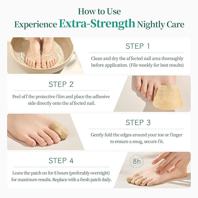 APUREE Fungal Nail Patches Extra Strength: FSA-HSA True 1% Tolnaftate | 8H Overnight Toenail Treatment |Repair For Discolored Yellow Brittle Damage Nails| Restores Healthy Appearance| 64 Patch