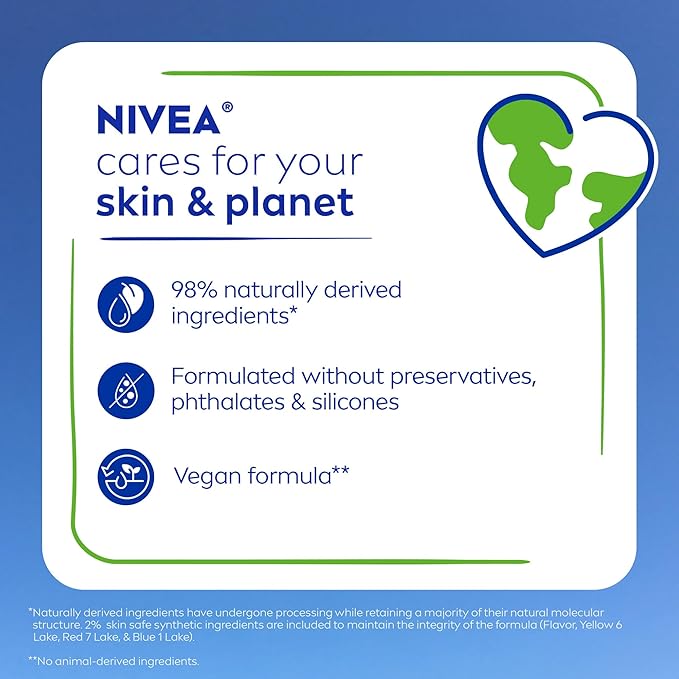 NIVEA Lip Care, Fruity Tinted Lip Balm Variety Pack, Cherry, Strawberry, Blackberry and Watermelon Flavors, 3-in-1 Moisture, Repair and Color, 0.17 Oz Stick, (Pack of 48)