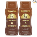 Coppertone Sunscreen Tanning Lotion SPF 8, Lightweight and Non Greasy Sunscreen, Water Resistant, Oxybenzone Free, Sun Tan Lotion Moisturizes Skin for a Radiant Tan, 8 Fl Oz Bottle, Pack of 2