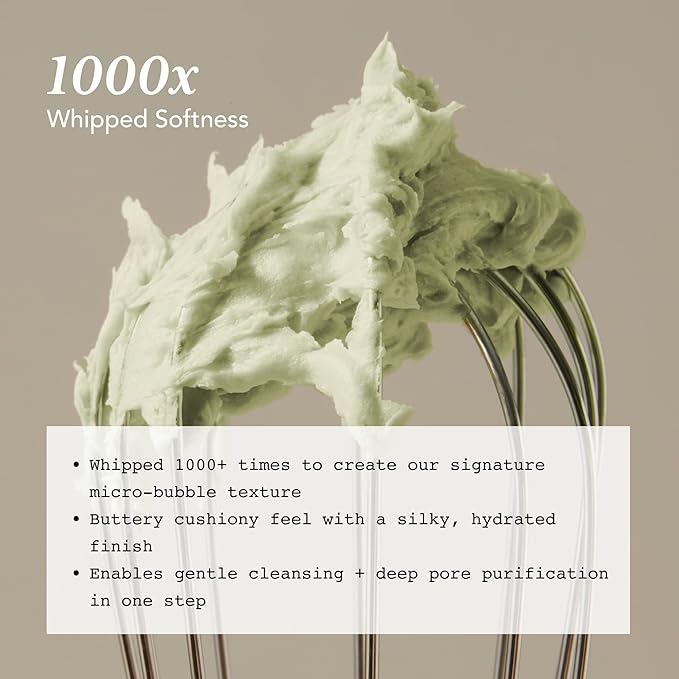 Whipped Korean Skincare Face Wash, Doubles as a Face Mask, Mugwort Tea Tree, Deep Cleansing Vegan Facial Cleanser for Oily Skin and Pore Care with Niacinamide, Hyaluronic Acid, Ceramide