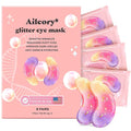 AILEORY Under Eye Patches (8 Pairs) - Tri-color Glitter Eye Gel Pads for Dark Circles, Puffy Eyes, Under eye Bags, Wrinkles | Natural Collagen Under Eye Mask Patches, Gel Under Eye Patches