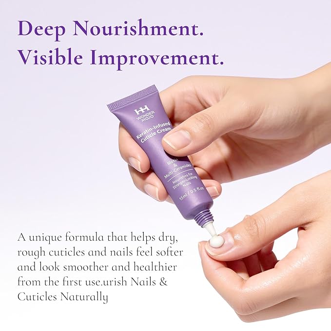 Nail & Cuticle Cream with Keratin, Biotin & Ceramides – Non-Greasy Deep Hydration, Strengthens Nails & Softens Cuticles, 15ml(Pack of 2)