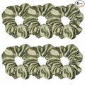 Sufermoe 6 Pcs 4.5 Inch Light Gray Green Satin Silk Hair Scrunchies, Hair Ties and Accessories for Women and Girls