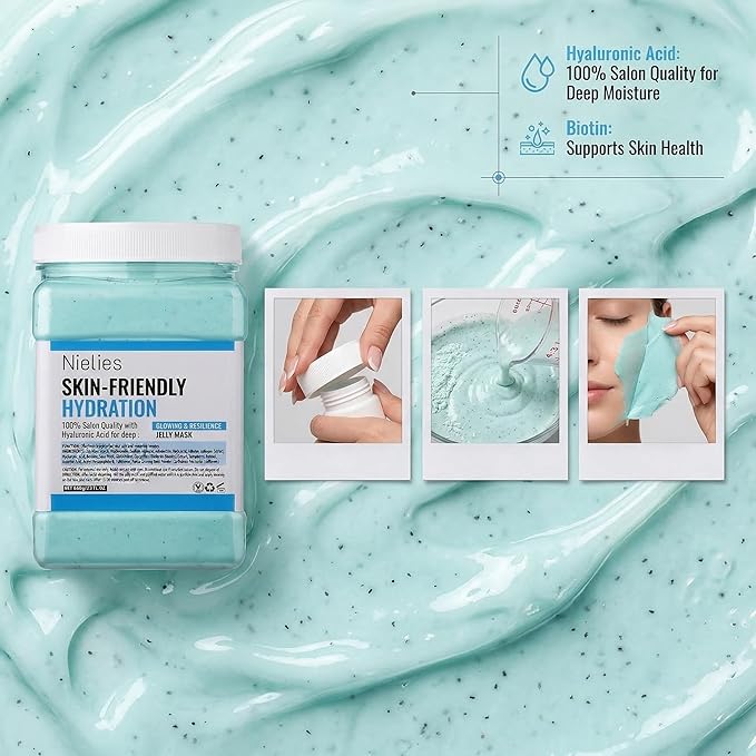 Glowing Biotin Jelly Mask for Facials Professional 23 oz – Hydrating Jelly Face Mask Powder for Esthetician Spa Treatments – Professional Hydrojelly Facial Mask Suitable for All Skin Types