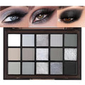 Black Smoky Eye shadow Palette, 15 Colors Black Dark Grey Smokey Goth Eyeshadow Pallet, Matte High Pigmented Basic White Gray Eyeshadow For Woman