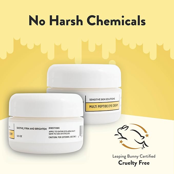 ECZEMA HONEY Multi Peptide Eye Cream - Anti Aging Eye Cream for Dark Circles & Puffiness - Facial Skin Care Products for Eczema, Dry & Sensitive Skin (0.5 Oz) (Pack of 2)