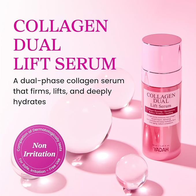 YADAH Collagen Dual Lift Serum 1.69 fl oz - Dual Formula in One with Vitamin C, Hydrolyzed Collagen, Spilanthol and Pure Collagen. Instant Firming and Lifting with Deep Hydration.