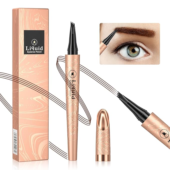 Eyebrow Pen - Microblading Eyebrow Pencil Eyebrow Color With Micro 4 Point Lift & Brow Pen Snatch, Long-Lasting Waterproof Eyebrow Pencils for Women (Dark Brown)