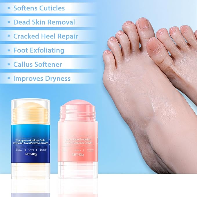 Crack Feet Prevention Stick, Anti Cracked Foot Cream For Dry Heels, Moisturizing Foot Balm Stick, Remove Dead Skin And Softening Dry Skin (Pink+Blue)