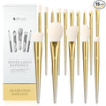 DUcare 15 Piece Professional Makeup Brush Set, Silver-Gold Radiance Synthetic Brushes for Full Face & Eye, Complete Cosmetic Kit with Reusable Storage Holder