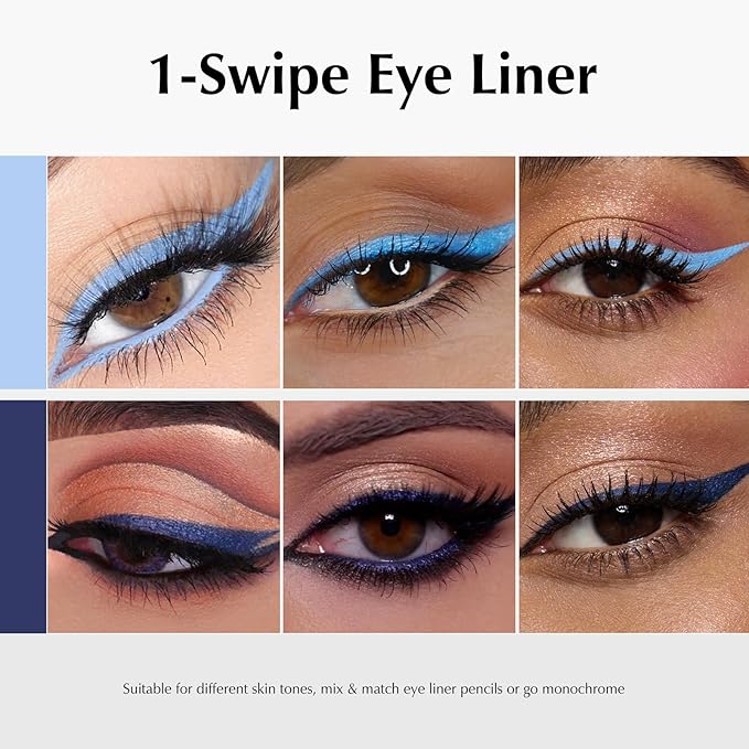 2 PCS Blue Eyeliner Pencil Set, Matte Shimmer Gel Waterline Eye Liner Pen Smudge-Proof Multi-Use Colorful Eyeliner Creamy High Pigmented Long-Lasting Retractable Smooth Eye Makeup