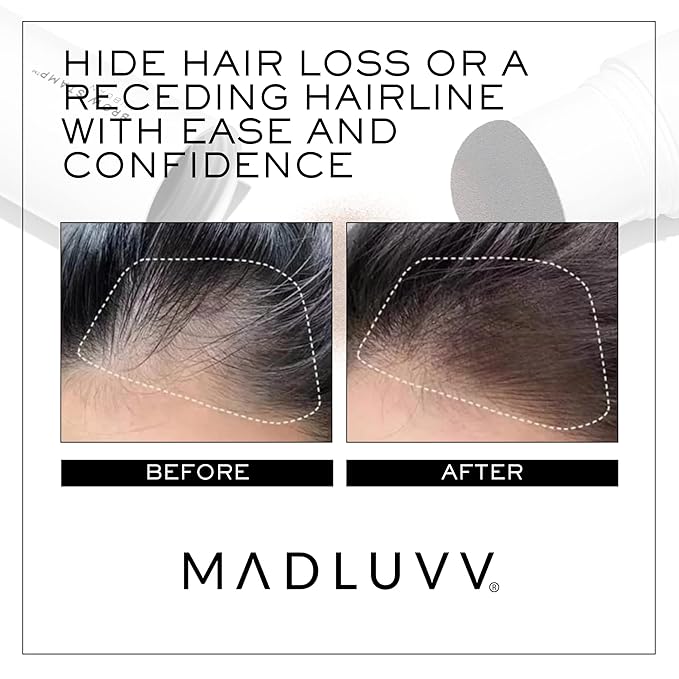 MADLUVV Brow Stamp Refill* - Color Stamp for Brows & Root Touch Up for Women & Men, Instantly Conceal Hair Loss, Grey Hair, Thinning Hair with Stain-Proof/Smudge-Proof Powder Formula (Medium Brown)