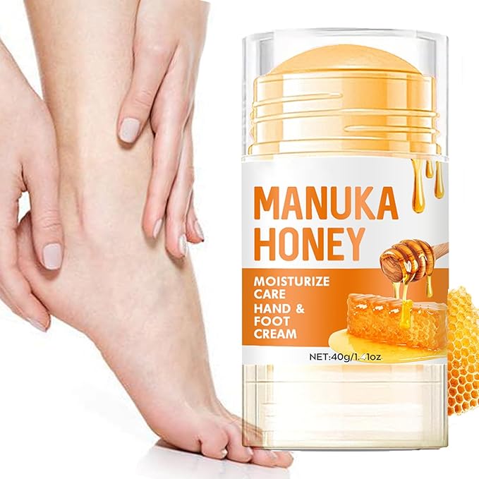 Grospe Honey Foot Balm Stick,Manuka Honey Stick Foot Cream for Dry Cracked Heels and Feet Moisturizing & Exfoliating Care for Dry Cracked Feet Knees and Hands Callus 1.41 Oz