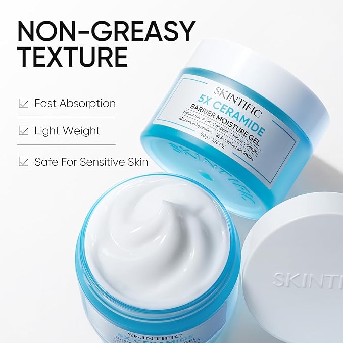Face Moisturizer with 5X Ceramides, Hydrating Moisture Barrier Repair Cream for Sensitive/Oil Skin Types, Hyaluronic Acid & Centella, Daily Facial Moisturizer, Non-Comedogenic 50g/1.76 OZ