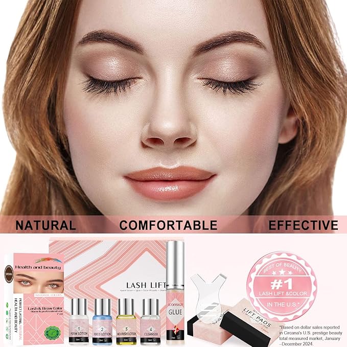 Lash Lift and Color Kit, At-Home DIY Lash Perm with Long Lasting Curl & Natural Look, Upgraded Glue, Temporary Brown Lash & Brow Color, Complete Salon Grade Tools for Beginners and Professionals