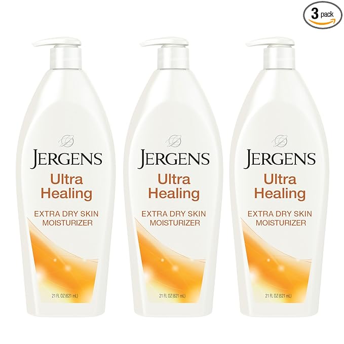 Jergens Ultra Healing Dry Skin Lotion, Hand and Body Moisturizer for Quick Absorption into Extra Dry Skin with Hydralucence Blend, Vitamins C, E and B5, White, 21 oz, Pack of 3