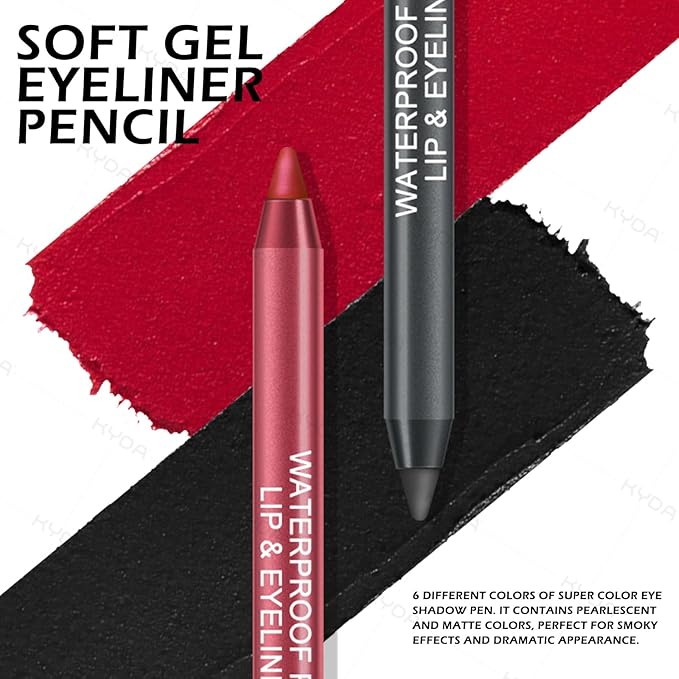 Ownest 3 Pcs Black & Red & White Eyeliner Pen, Pearl Metallic Eyeliner Pencil Kit, Glitter Eye Liner for Women, Professional Colorful Eye Makeup Pencil Set, Waterline Eyes Liner with Sharpener
