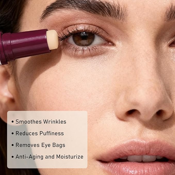 Caffeine & Retinol Eye Stick with Niacinamide for Dark Circles, Puffiness & Eye Bags, Under Eye Cream Stick for Anti-Aging, Moisturizing & Firming, Reduces Fine Lines for Day & Night Use, 0.35oz