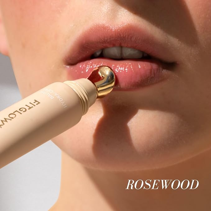 Fitglow Beauty Ceramide Hydra-Balm Lip Gloss | Hydrating Lip Serum with Peptides & Glutathione | Plumping & Anti-Aging Lip Skincare | Dry & Chapped Lip Repair | Vegan & Cruelty-Free | 12g - Rosewood