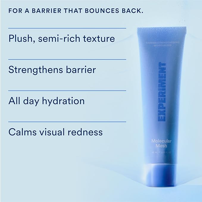 Experiment Molecular Mesh Barrier Repair Face Moisturizer - Soothing Lightweight Face Cream for Strength, Redness, & Irritation - Ectoin, Phytosphingosine, Centella 2 FL OZ - Vegan for Sensitive Skin