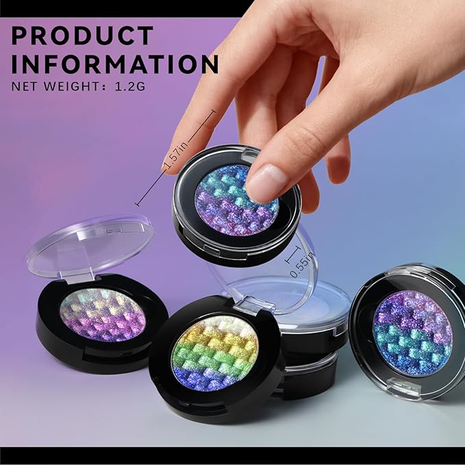 Noerrors Chameleon Eyeshadow,Multichrome Face Highlighter Palette, High Pigment, Holographic Eyeshadow palette Blue-Pink Color Shift Metallic Shimmer Eyeshadow Duochrome Face Makeup Highlighter