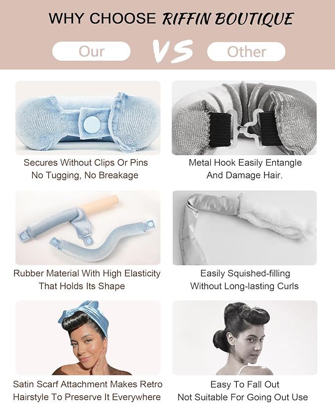 Classic Heatless Curls Overnight Rods - Upgraded Directional Grip Velvet Heatless Hair Curler to Sleep in No Heat Heatless Curling Flexi Rods Foam Hair Rollers for Blowout Look Long & Medium Hair