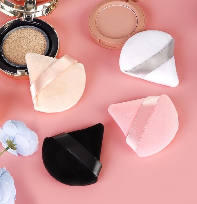 8 Pieces Triangle Powder Puff Face Soft Triangle Makeup Puff Velour Cosmetic Foundation Blender Sponge Beauty Makeup Tools (Pack of 4)