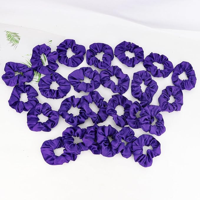 Silk Satin Scrunchies for Women Girls 24 PCS Hair Scrunchies Silk Satin Hair Ties for Thick Hair Bulk Hair Ties Hair Accessories