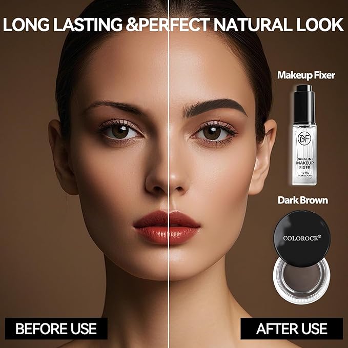 Cosmetics Pigment Activator,Mixing Liquid Eyebrow Pomade Pencil Kit for Eyebrows Makeup, with Waterproof Eyebrow Pencil,Dual-ended Eyebrow Brush,Eyebrow Pomade-Dark Brown
