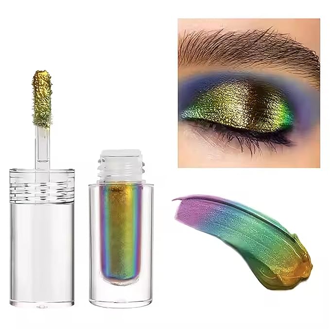 R.Y.M Chameleon Glittering Eye Liner Liquid Glitter Waterproof Long Lasting Quick-drying Metallic Chameleon Eyeliner Eyeshadow for Party Festival (4#, 0.06 Ounce (Pack of 1))