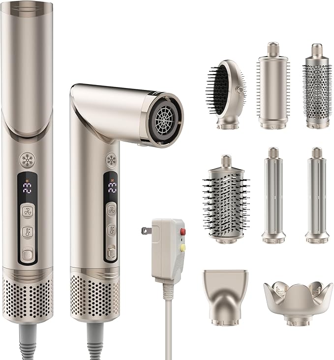 FRANO Hot Air Styler & Blow Dryer Brush 8-in-1, Ionic Hair Styler for Volumizing, Curling, Straightening, Fast Drying with Auto-Wrap Curlers, Frizz-Free & No Heat Damage, Ideal Gift for Women