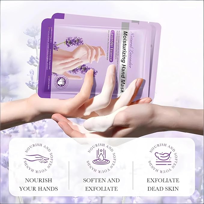 6 Pairs of Hand Masks Moisturizing Glove, Hydrating Hand Masks for Dry Peeling Hands, Exfoliating Collagen Gloves for Smooth Hands (Lavender)