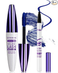 Blue Mascara Liquid Eyeliner Set, Update Longlasting Waterproof Color Eye Liner Pen, 5D Silk Fiber Colored Mascara Volume and Length, Christmas Party Stage Use Eye Makeup Gift Kit for Women Girl-04