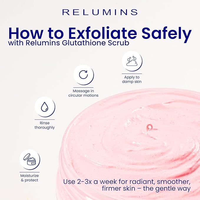 Relumins Premium Summer Body Scrub with Glutathione, Rosehip & Sea Salt – Hydrating Exfoliating Scrub for Smooth, Radiant Skin Routine – Glowing Summer Skin with Gentle Moisturizing Formula – 400ml